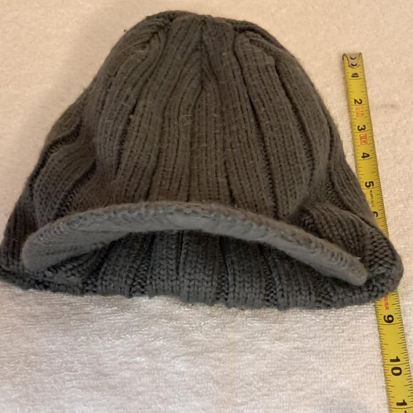 Unisex Ribbed-Style Beanie Hat with Visor, Gray - Picture 3 of 3